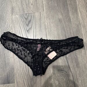 NWT Agent Provocateur Black Mesh Polka Dot Panties Sz 5/XL